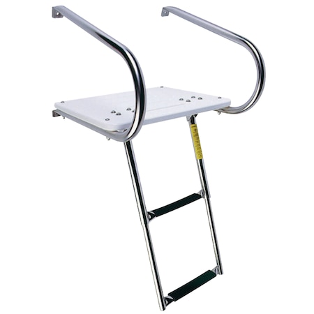 Garelick Transom Platform w/ 2 Step Telescoping Ladder For Boats w/ I/O Motors 19546